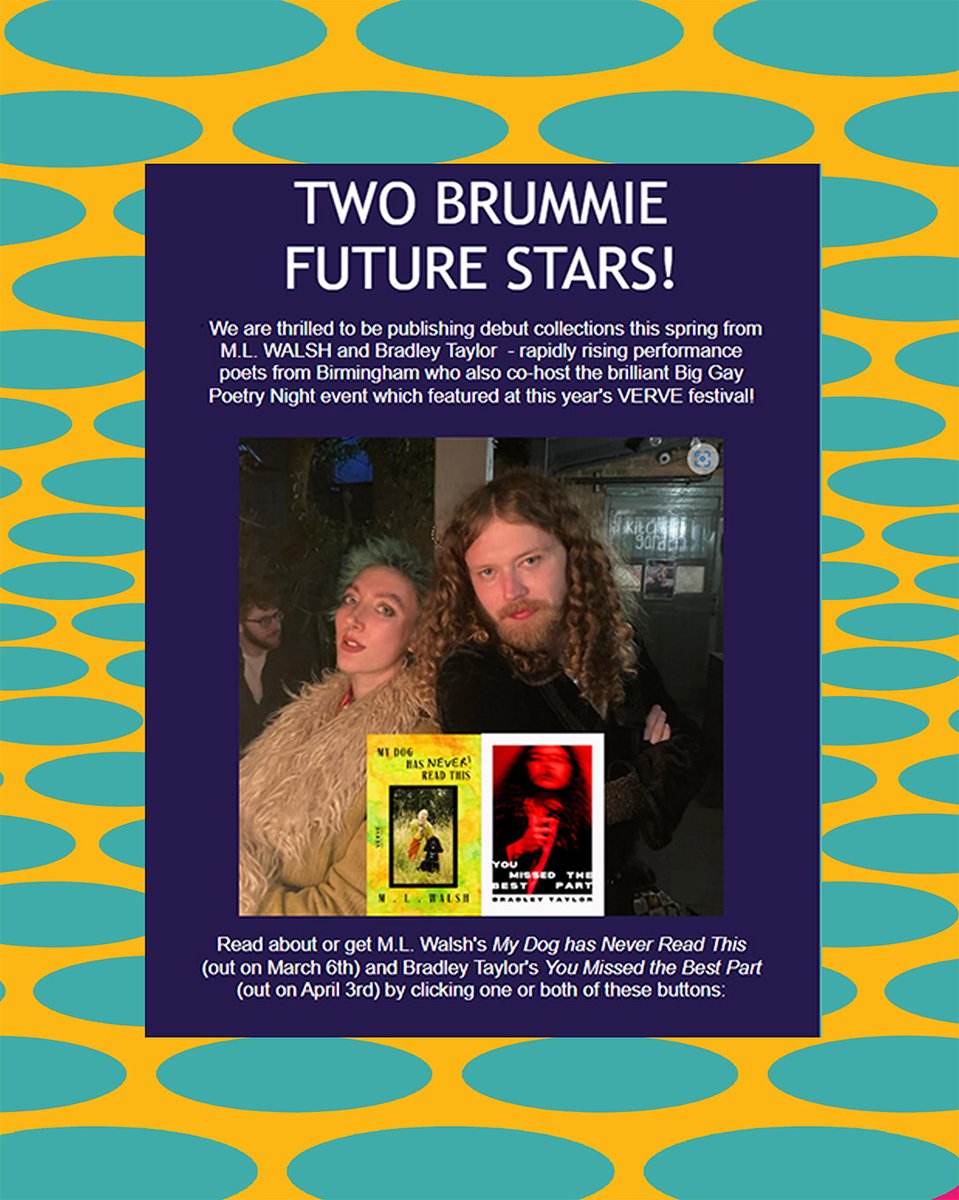 Verve Poetry Press (@vervepoetrypres) on Twitter photo AND new of a just about to drop debut collection from dreamy #MLWALSH and a looming debut from current <a href="/RoundhouseLDN/">Roundhouse</a> slam champ #BradleyTaylor which you just don't want to miss. Read more about all this tinyurl.com/3xbj34sj AND new of a just about to drop debut collection from dreamy #MLWALSH and a looming debut from current <a href="/RoundhouseLDN/">Roundhouse</a> slam champ #BradleyTaylor which you just don't want to miss. Read more about all this tinyurl.com/3xbj34sj