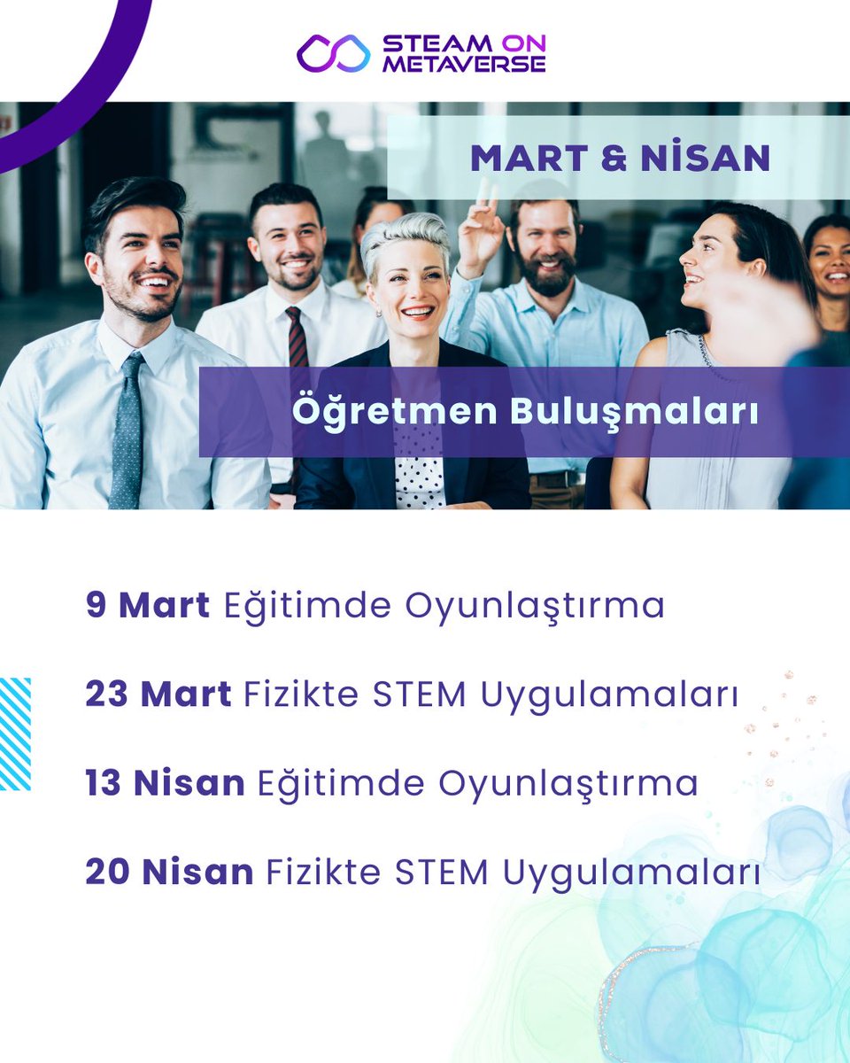Değerli öğretmenlerimiz ve öğretmen adaylarımız,
Mart &amp; Nisan ayı Öğretmen Buluşmaları Eğitim Takvimimiz açıklandı! 💡 

Eğitimlerimize;
🔗 buff.ly/TM9IRMu adresinden hemen kayıt olabilirsin. 

#öğretmen #öğretmeneğitimi #öğretmenbuluşmaları #eğitim #eğitimdeoyunlaştırma