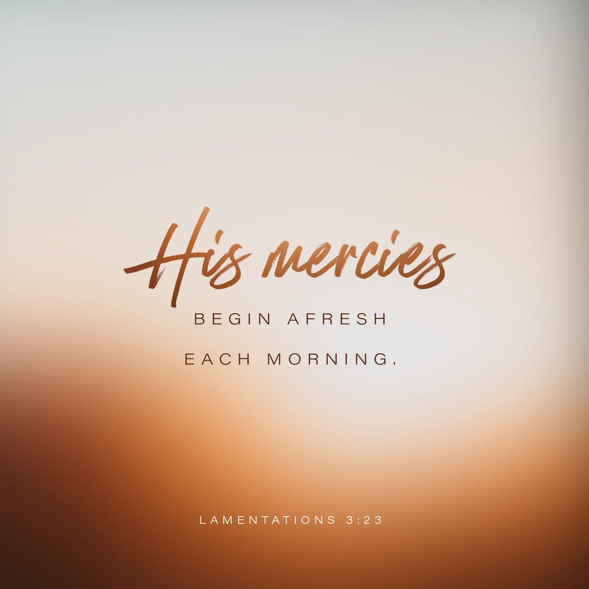 “It is of the LORD's mercies that we are not consumed, Because his compassions fail not. They are new every morning: Great is thy faithfulness.”
Lamentations 3:22-23 KJV