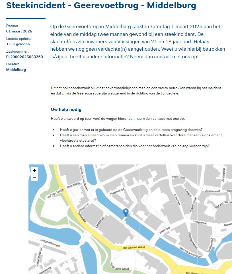 Steekincident in Middelburg: politie zoekt getuigen