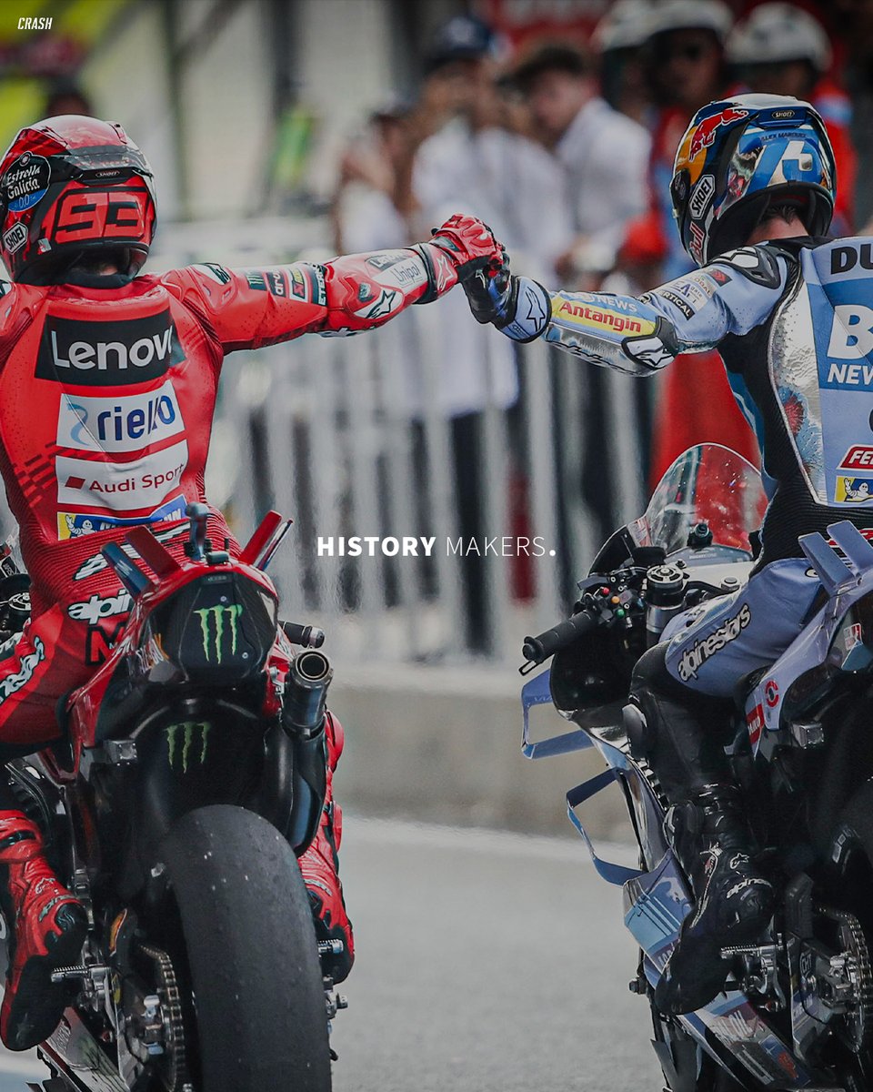 Marc and Alex Marquez are the first brothers to finish 1st and 2nd in a Grand Prix 🤝 𝗛𝗶𝘀𝘁𝗼𝗿𝘆 𝗺𝗮𝗸𝗲𝗿𝘀.

#MotoGP #ThaiGP