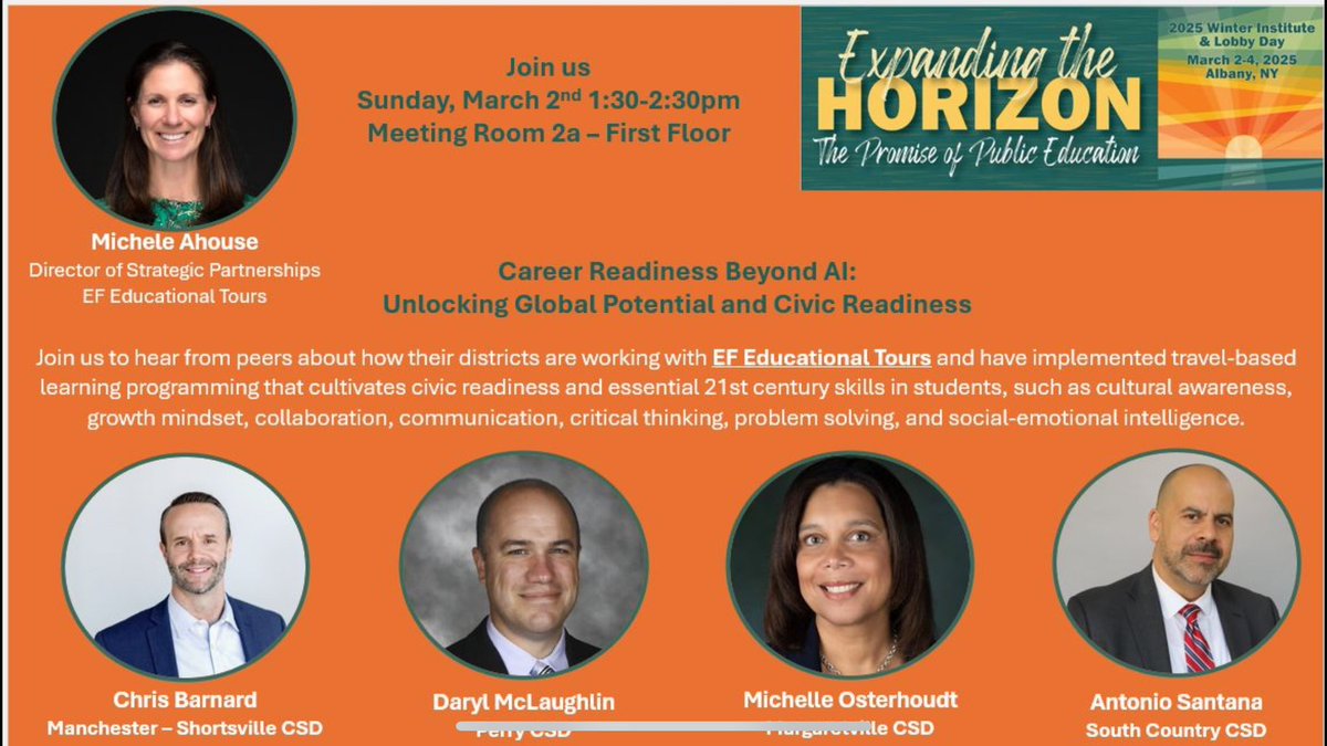 I'm excited to see some of my favorite educational leaders today at the <a href="/NYSchoolSupts/">NYSCOSS</a> #WinterInstitute. Join us for a panel of incredible superintendents focused on Career Readiness Beyond AI: Unlocking Global Potential and Civic Readiness on Sunday, 3/2 from 1:30-2:30pm.