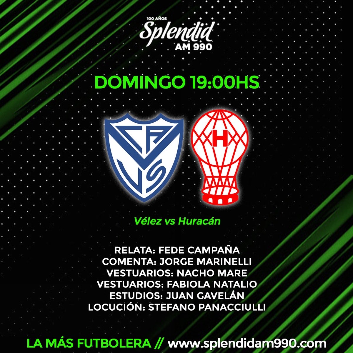 Hoy los esperamos en <a href="/splendidam990/">Splendid AM 990</a> a las 19 para transmitir <a href="/Velez/">Vélez Sarsfield</a> <a href="/CAHuracan/">CA Huracán</a> junto a <a href="/Fede_Campii/">Fede Campaña</a> @Nacho_Mare <a href="/FabiolaNatalio/">Fabiola Natalio</a> <a href="/JuanGavelan/">Juan Gavelán</a> y @stefanopanacciulll
splendidam990.com
📻🎙️⚽️⭐️⭐️⭐️