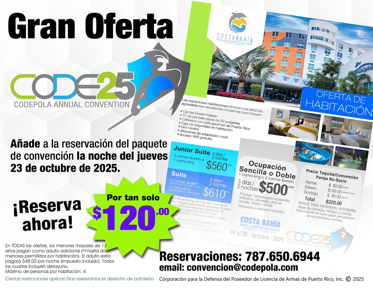 Reserva tu espacio llamando al 787-650-6944.