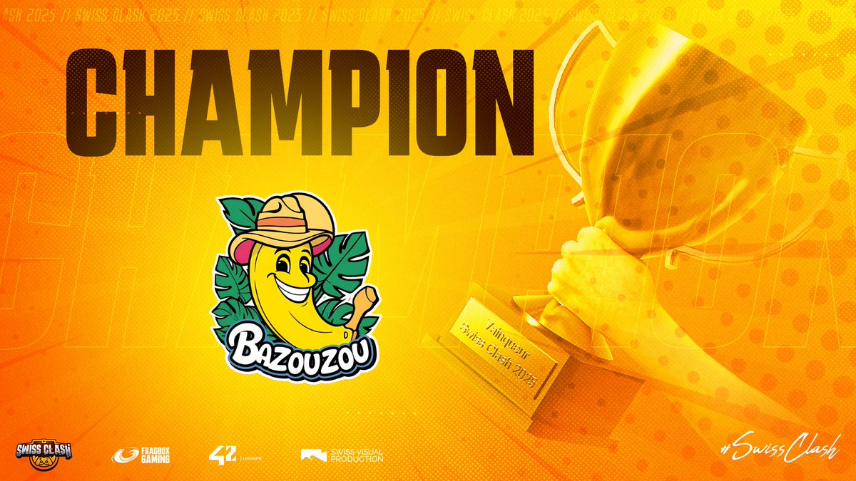 #SwissClash🏆          

Bazouzou remporte le SwissClash 2025 ! 🏆

Bravo à <a href="/PvBnation/">PvB</a> pour leur finale ! Ils finissent donc 2ème ! 🥈

#WeAreOneFBX
