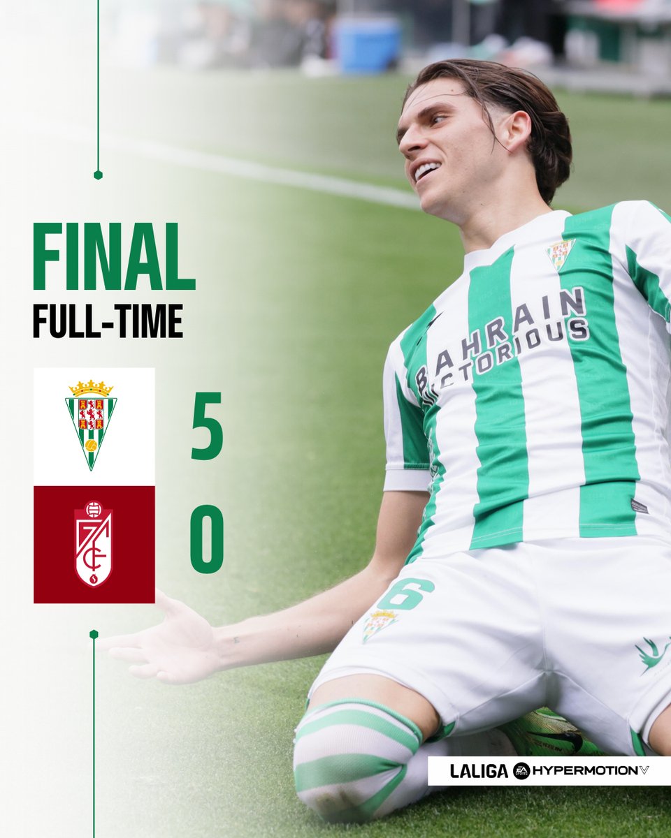 5-0 || 90' 🏁 FINAAAAAL

⚽️⚽️ Alex Sala
⚽️ Carracedo
⚽️ P. Ortiz
⚽️ (p.p)

#CórdobaGranada | #LaLigaHypermotion