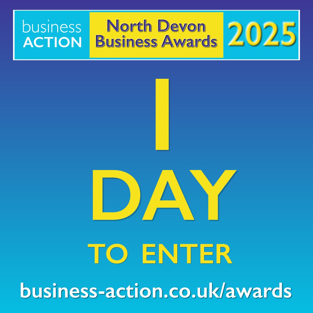 1 full day to enter the North Devon Business Awards 2025

Nominate your favourite café/pub

Enter your exporting business

Tell us about your innovation

Recommend an apprentice/young business owner

Enter by 23:59 on Monday 3 March

business-action.co.uk/awards

#ndevon #northdevon
