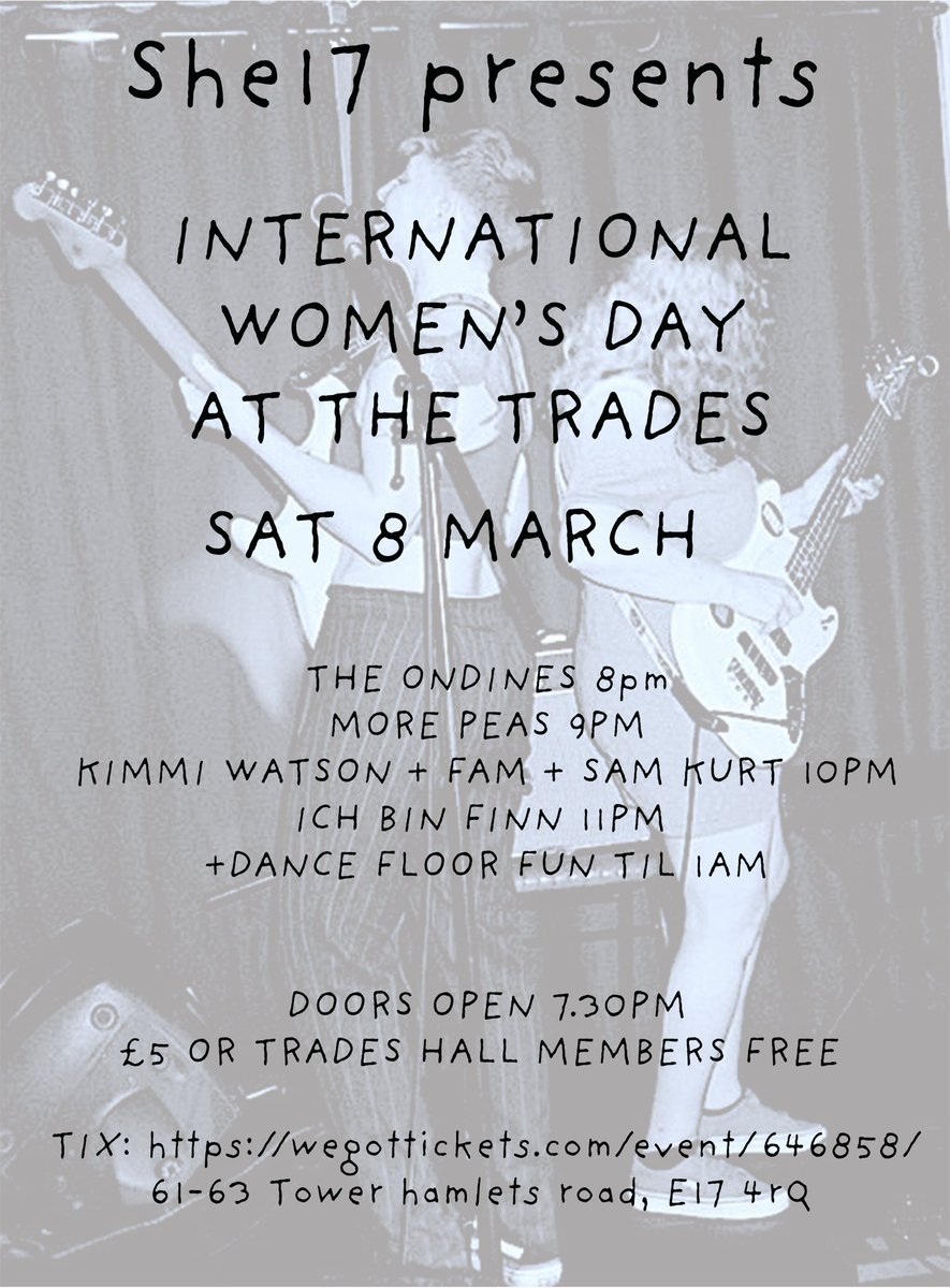 SHE17 (@she17music) on Twitter photo All you need to know about Saturday’s event at <a href="/stowtradeshall/">Walthamstow Trades Hall</a>
is here and in our show poster too 👇🏼she17.com/celebrating-in… All you need to know about Saturday’s event at <a href="/stowtradeshall/">Walthamstow Trades Hall</a>
is here and in our show poster too 👇🏼she17.com/celebrating-in…