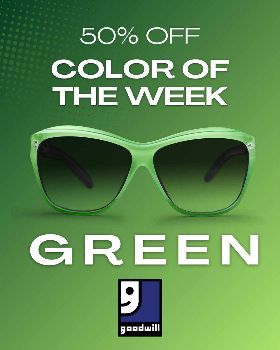 goodwillnow's tweet image. This week's color is GREEN! Monday, March 3rd - Sunday, March 9th, any CLOTHING item with a GREEN tag is 50% OFF!
#goodwillfinds #coloroftheweek #goodfinds #goodwillnow #thrift #thriftstorefinds #goodwillhaul #thrifted  #thrifting #nwohio #DoGood #morethanastore
