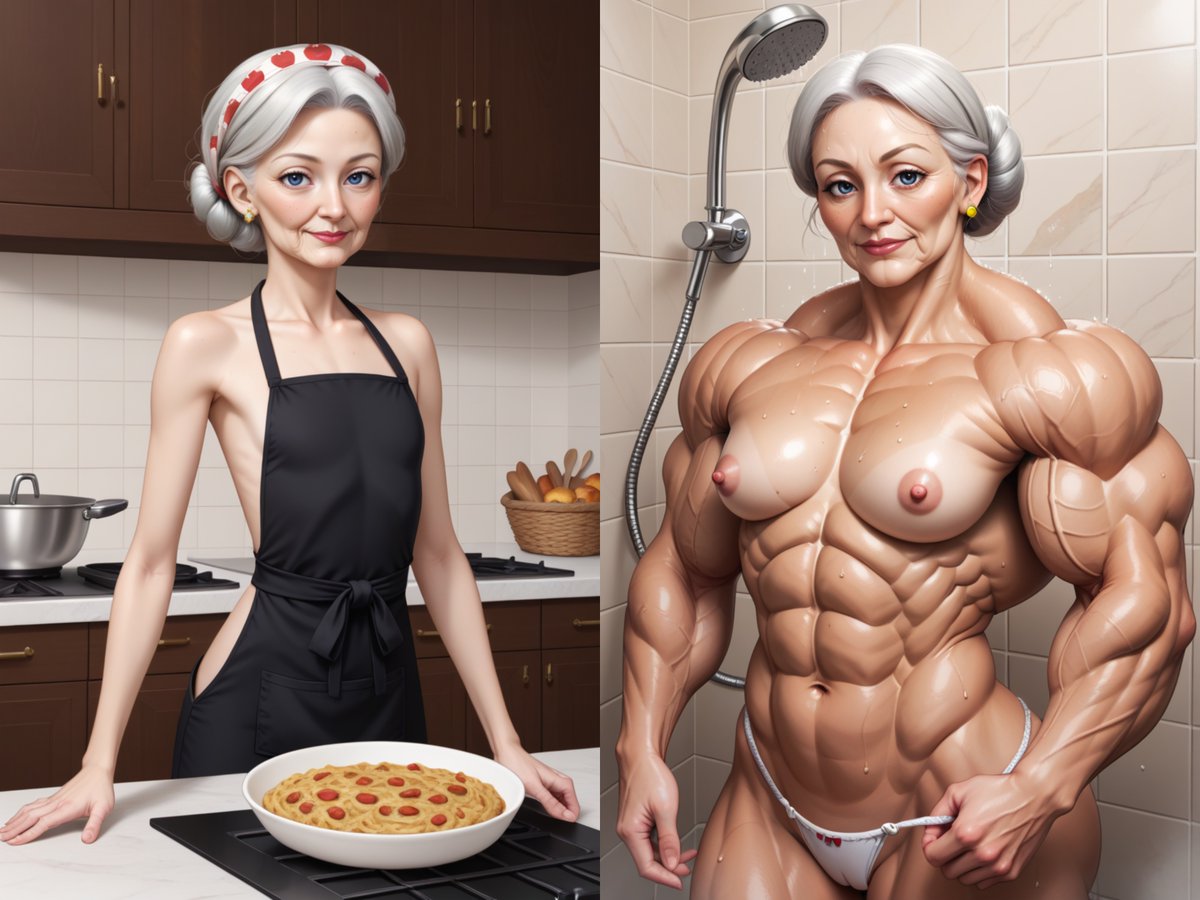 MuscleladiesAI's tweet photo. A skinny 64 YO granny takes a serum to gain some muscle mass, but an error in the formula makes her become super muscular and super horny. Warning: Includes NSFW content (mainly Nudes and BDSM).

The complete gallery can be found here:
https://t.co/wlIykBcsMK https://t.co/1Q2samUoiY