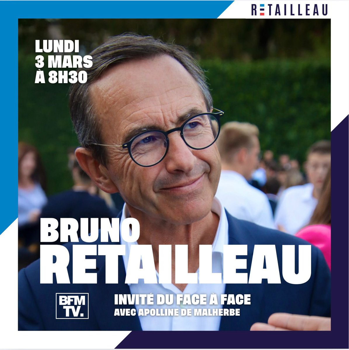 Avec Retailleau (@forcerep_fr) on Twitter photo 🎙️<a href="/BrunoRetailleau/">Bruno Retailleau</a> sera l’invité d’Apolline de Malherbe demain matin, à 8h30 sur BFM TV ! #AvecRetailleau 🎙️<a href="/BrunoRetailleau/">Bruno Retailleau</a> sera l’invité d’Apolline de Malherbe demain matin, à 8h30 sur BFM TV ! #AvecRetailleau