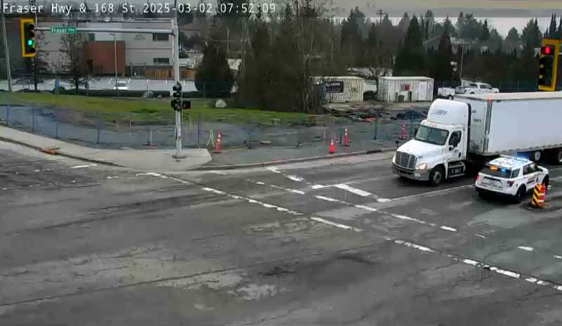 NewsRadioVAN's tweet photo. #SurreyBC  watch out for a fire on 80th avenue and 168th street.  80th Avenue is blocked off by fire trucks. Southbound on Fraser highway on 168th expect delays. @CityofSurrey https://t.co/SQUB5gzKSp