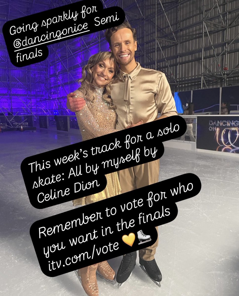 Michaela Strachan (@michaelastracha) on Twitter photo Can’t believe it’s show time again! And the semi finals! Solo skate this week to ‘All By Myself’ Celine Dion! Fortunately only 30sec then I get my fab partner <a href="/Mark_Hanretty/">Mark Hanretty</a> back! Only 3 of us will get to the finals, so please support us. Vote during prog: itv.com/vote Can’t believe it’s show time again! And the semi finals! Solo skate this week to ‘All By Myself’ Celine Dion! Fortunately only 30sec then I get my fab partner <a href="/Mark_Hanretty/">Mark Hanretty</a> back! Only 3 of us will get to the finals, so please support us. Vote during prog: itv.com/vote