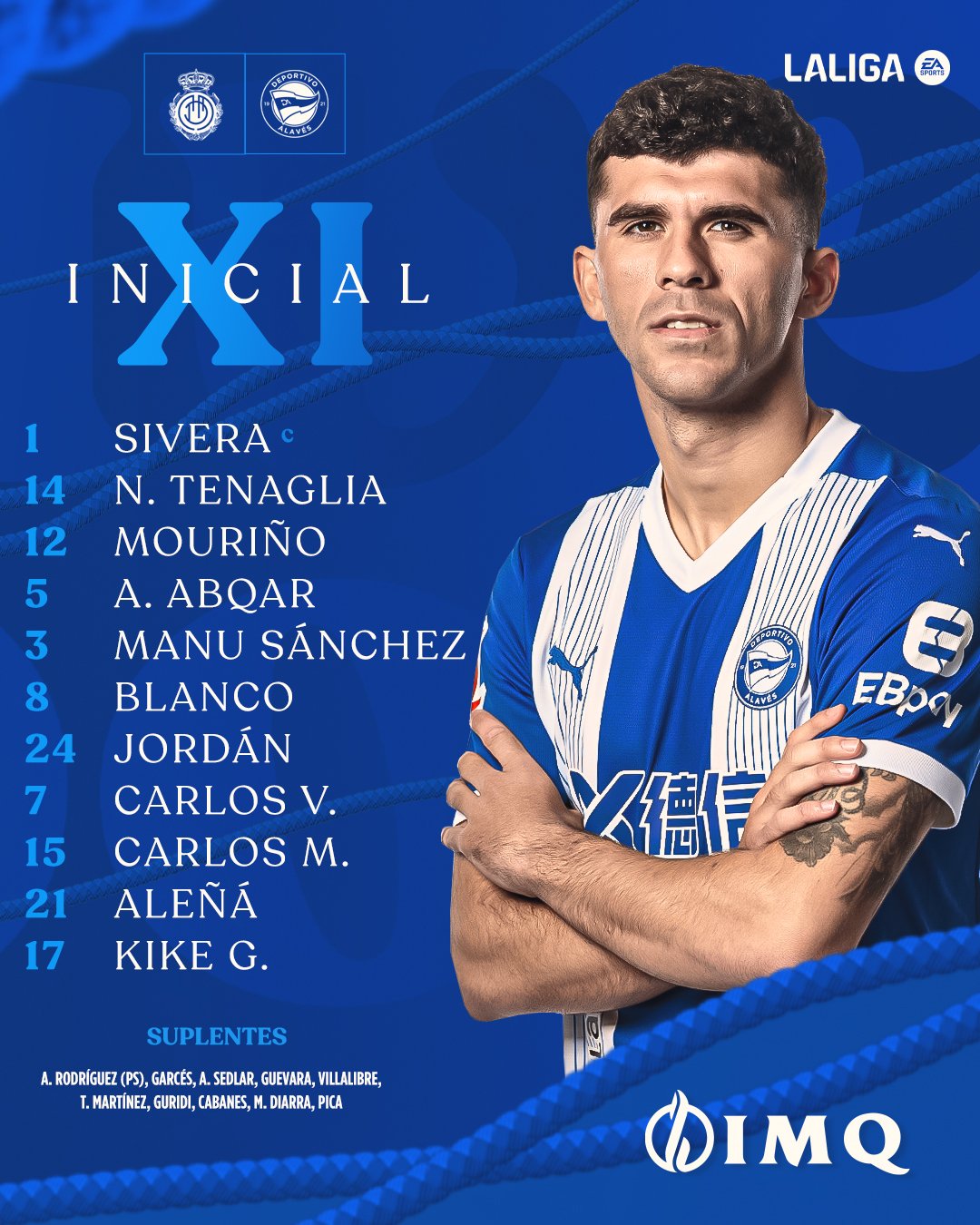 Alineación del Alavés ante el Mallorca.