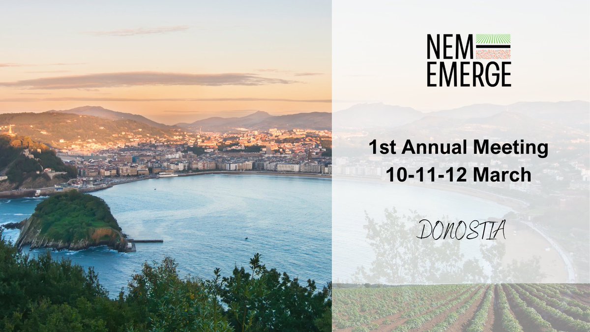 NEM-EMERGE (@nememerge) on Twitter photo 👥 The first annual meeting of #NEMEMERGE is coming up!
📅 We will meet on 10, 11 and 12 March in #Donostia to share the highlights of the first year and plan future work.
Stay tuned❗️
🌐 nem-emerge.eu
#nematodes #agriculture #sustainability #HorizonEU <a href="/WUR/">Wageningen U&R</a> 👥 The first annual meeting of #NEMEMERGE is coming up!
📅 We will meet on 10, 11 and 12 March in #Donostia to share the highlights of the first year and plan future work.
Stay tuned❗️
🌐 nem-emerge.eu
#nematodes #agriculture #sustainability #HorizonEU <a href="/WUR/">Wageningen U&R</a>