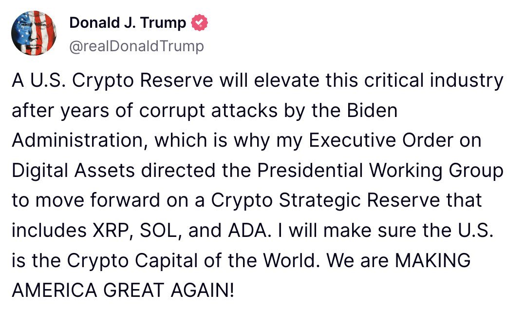MoonLamboio's tweet image. HOLY SHIT🔥🔥🔥

Trump explicitly stated his aim is to have $XRP as a strategic reserve asset. 🤯

Know what else is interesting?  NO mention of Bitcoin 😮 

$XRP jumped about $0.40 initially on this news. Just WOW.