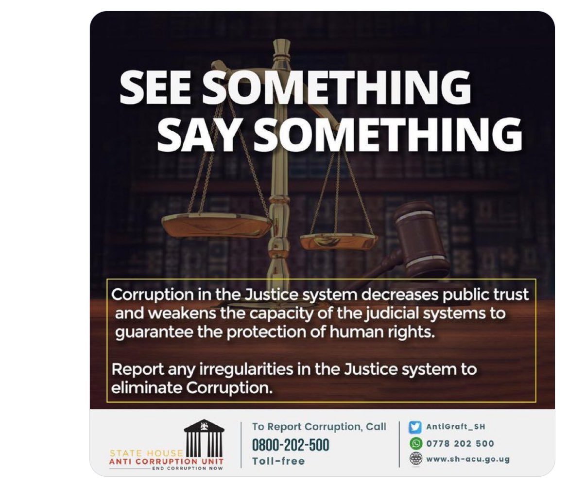 NabaasaWyclif1's tweet photo. If everybody strictly followed the law, there would be no corruption because corruption comes at the tail end of the process where there is noncompliance to the law.
#ExposeCorruption #CitizensAgainstCorruption https://t.co/CuM5tztz4R