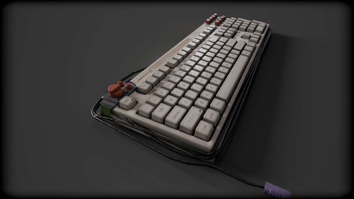 Ok,I'd say I'm calling it done, I've added some detail in the texture to make it more sci-fi-esque, added a few hundred triangles in the keys to  make'em softer. A little project done in my spare moments. Feedback  appreciated! #gameart #gamedev