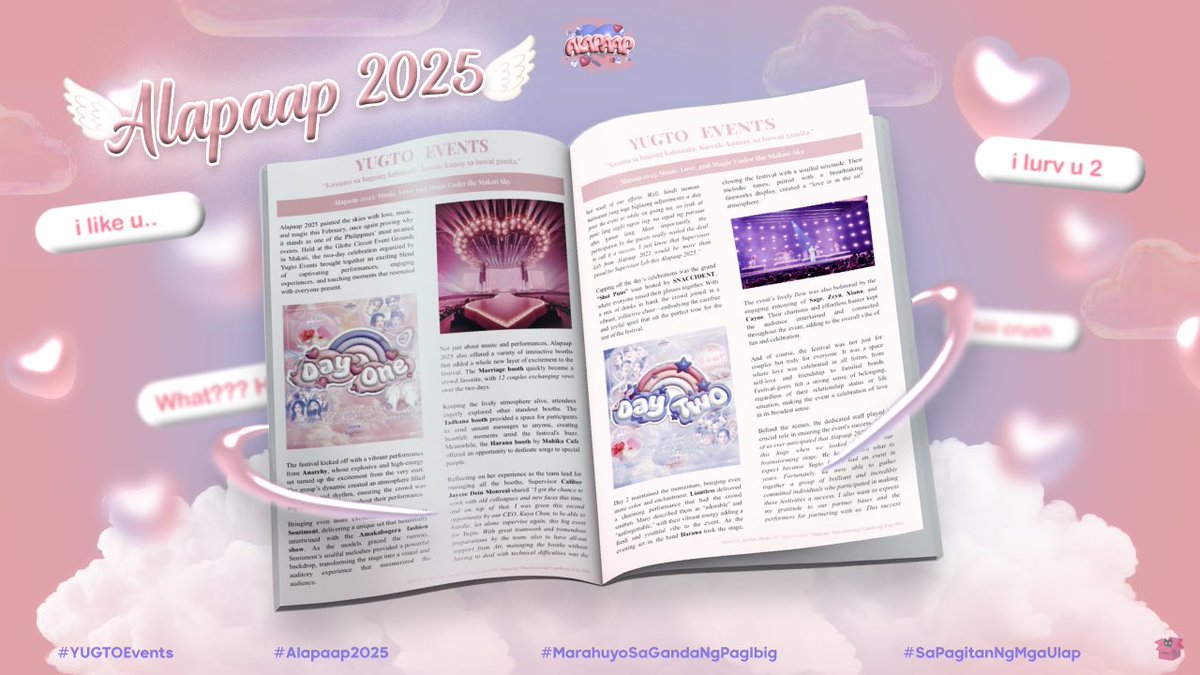 ㅤ
︎ ︎

          Miss mo na? Edi balikan mo... ang Alapaap!
          Isang  linggo  na  mula  nang  matapos  ang 
          kasiyahan—ano  nga ba ang  mga naganap 
          sa  Alapaap  2025? Halina't  balikan  natin!

         ☁️ bit.ly/ALAPAAP-2025
 ︎

ㅤ