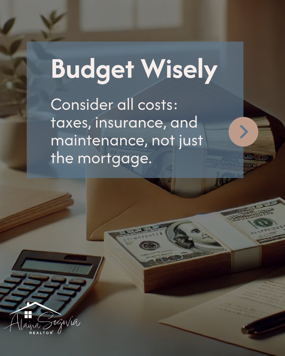AlainaSegovia's tweet image. Thinking of buying your first home in Houston? 🏡 Start by getting pre-approved to know your buying power, and set a budget that covers more than just mortgage—think taxes, insurance, and maintenance. Keep your emotions in check and stay under your max limit. #FirstHomeTips