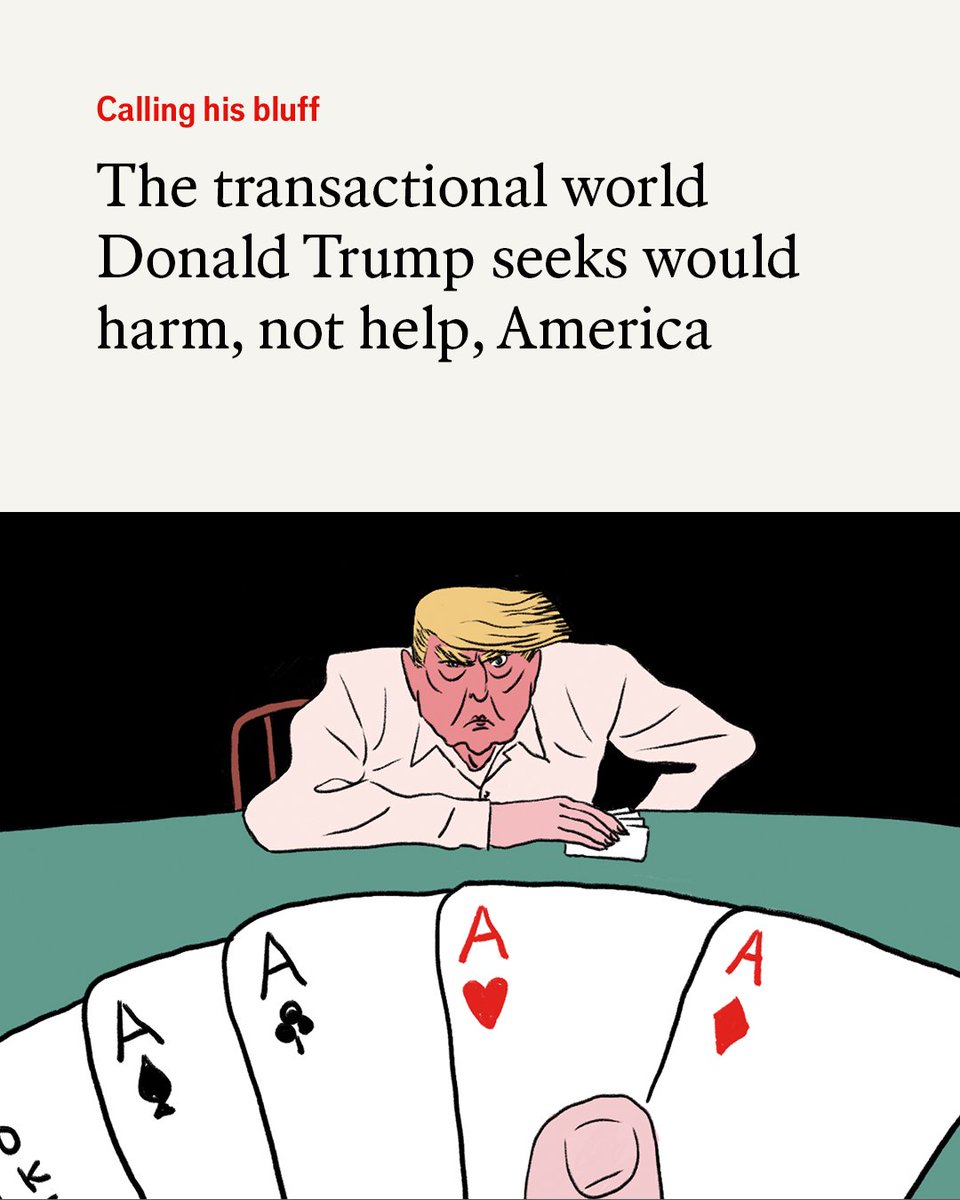 The president’s bullying and bluster can be effective in the short run. But it is a wasting asset. As he alienates ever more friends, America’s clout will diminish econ.st/4kmaze7

Illustration: Javi Aznarez