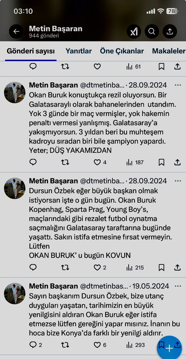 #okanburuki̇stifa 2024 yılında defalarca yazdım. Senden hoca falan olmaz. Ama senin suçun yok. Kapasiteni göremeyen Dursun Özbek seni nasıl tutuyor anlamak çok zor. Sayın başkan bu adam istifa etmez ve bizi daha da rezil eder. Vakit çok geç olmadan lütfen gereğini yapar mısınız.