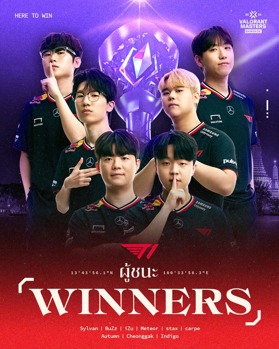 𝐖𝐈𝐍𝐍𝐄𝐑𝐒 l 𝟐𝟎𝟐𝟓 𝐕𝐀𝐋𝐎𝐑𝐀𝐍𝐓 𝐌𝐚𝐬𝐭𝐞𝐫𝐬 𝐁𝐚𝐧𝐠𝐤𝐨𝐤

Cuz, we are here to win.

#T1VALORANT #T1WIN #HereToWin #VALORANTMasters