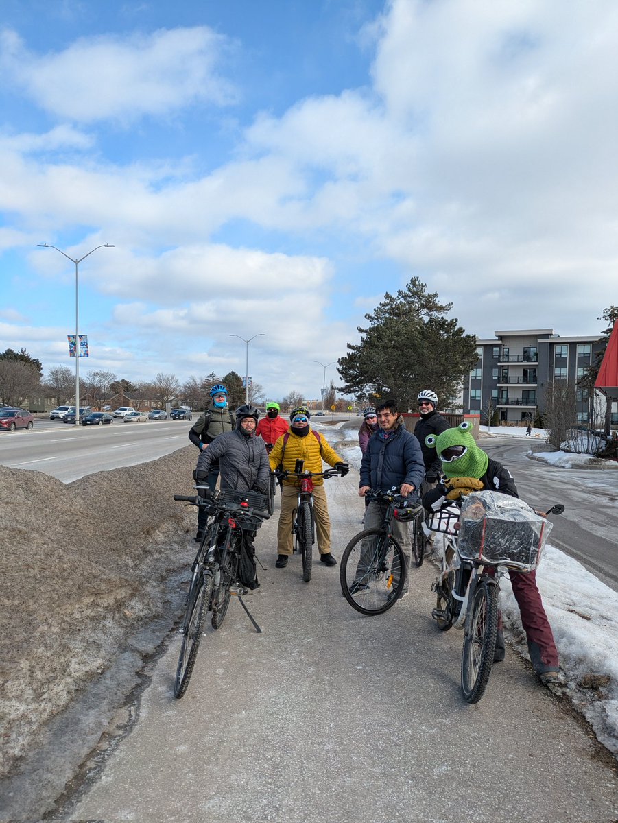 Our group posing on the Erin Mills multi use trail right before heading to the pub.