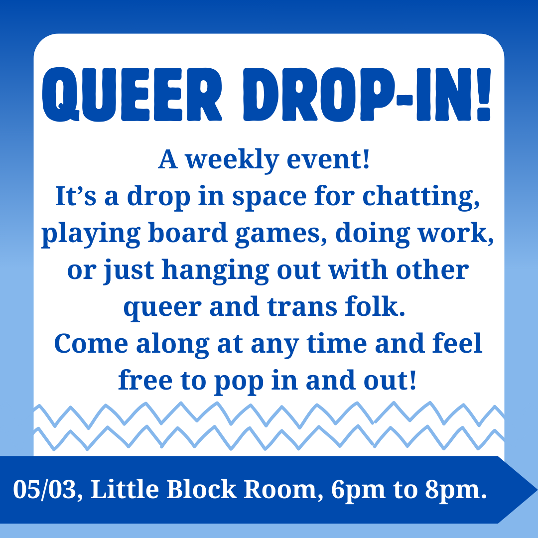 qubpridesoc's tweet photo. Drop in this week :) https://t.co/A4DLu8xxX6