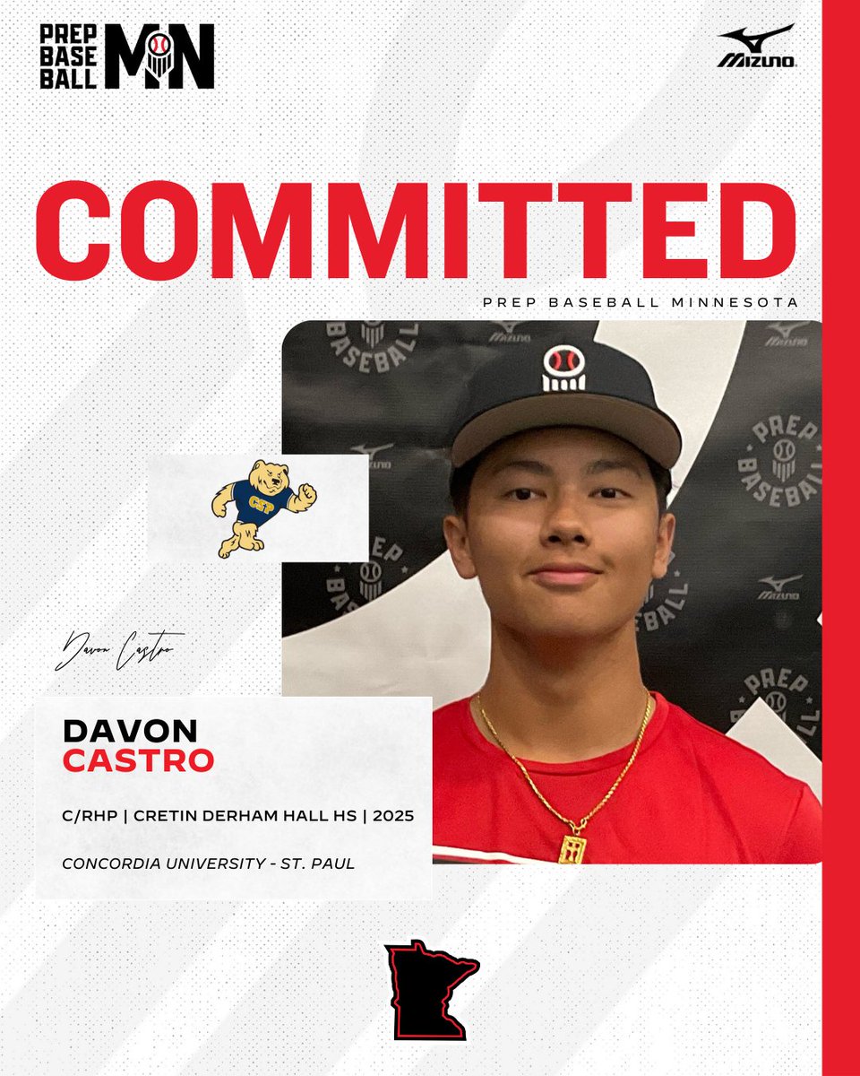 Prep Baseball Minnesota (@prepbaseballmn) on Twitter photo ๐๐๐จ๐ฆ๐ฆ๐ข๐ญ๐ฆ๐๐ง๐ญ ๐๐๐ญ๐๐ก๐
Davon Castro, (2025, C/RHP, <a href="/cdh_baseball/">CDH Baseball</a>) commits to Concordia St. Paul.
๐ค loom.ly/8hA_GUo
<a href="/davon_castro/">Davon Castro</a> โ๏ธ <a href="/CSPBearsBase/">Golden Bears Baseball</a> ๐๐๐จ๐ฆ๐ฆ๐ข๐ญ๐ฆ๐๐ง๐ญ ๐๐๐ญ๐๐ก๐
Davon Castro, (2025, C/RHP, <a href="/cdh_baseball/">CDH Baseball</a>) commits to Concordia St. Paul.
๐ค loom.ly/8hA_GUo
<a href="/davon_castro/">Davon Castro</a> โ๏ธ <a href="/CSPBearsBase/">Golden Bears Baseball</a>