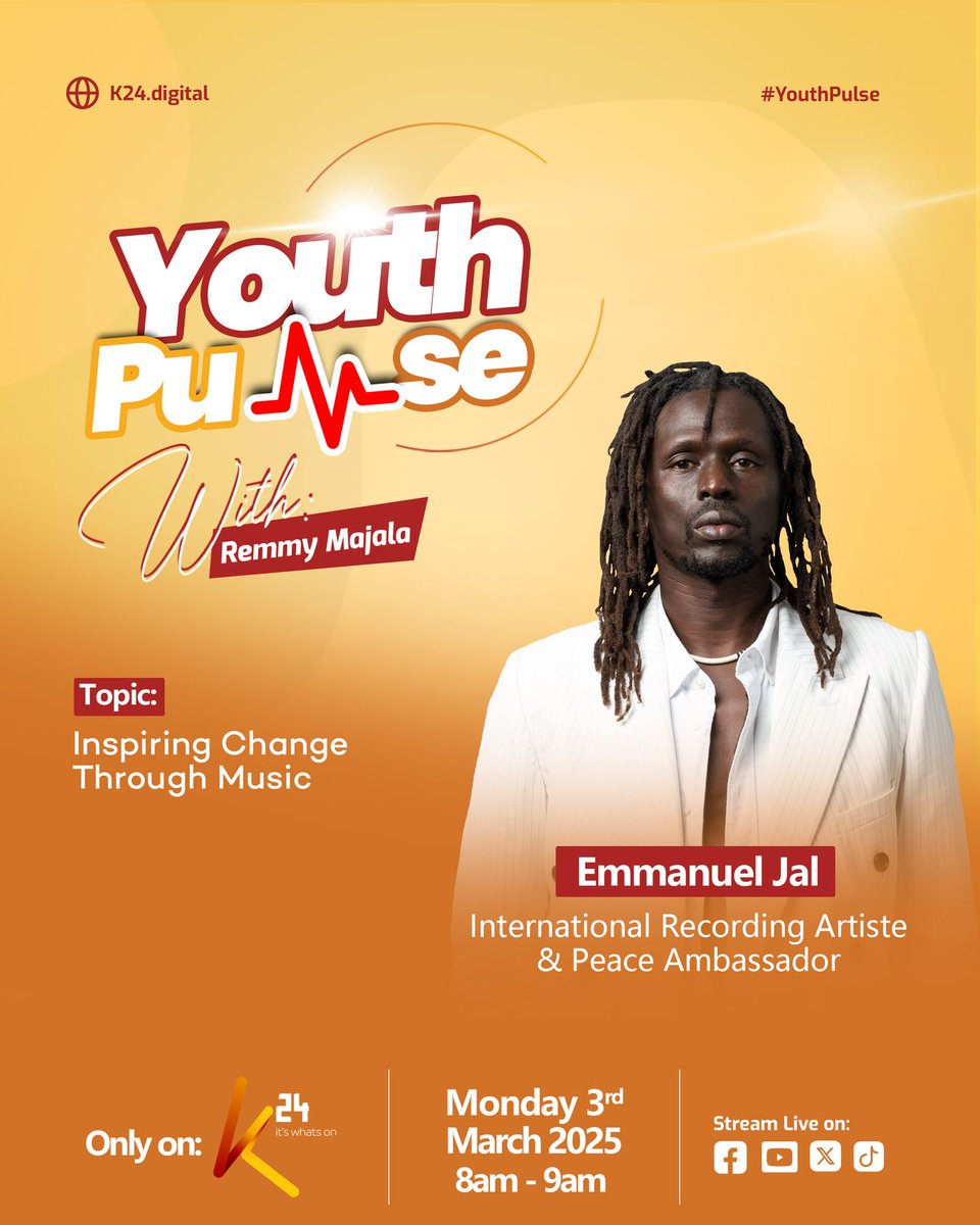 Tune in tomorrow for an exclusive conversation as @RemmyMajala sits down with Emmanuel Jal, an international recording artist &amp; peace ambassador, to discuss Inspiring Change Through Music! 

#MorningVibe #YouthPulse