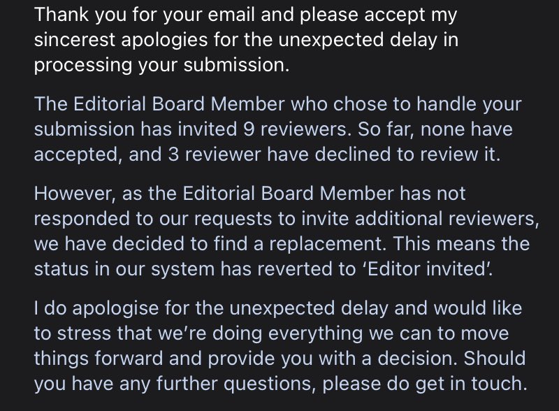 It’s becoming a serious problem for many journals. One paper is under review since May last year. Previous journal we submitted responded that they invited 15 reviewers, but none responded. Journals should give some incentive to reviewers and that’s the only possible solution