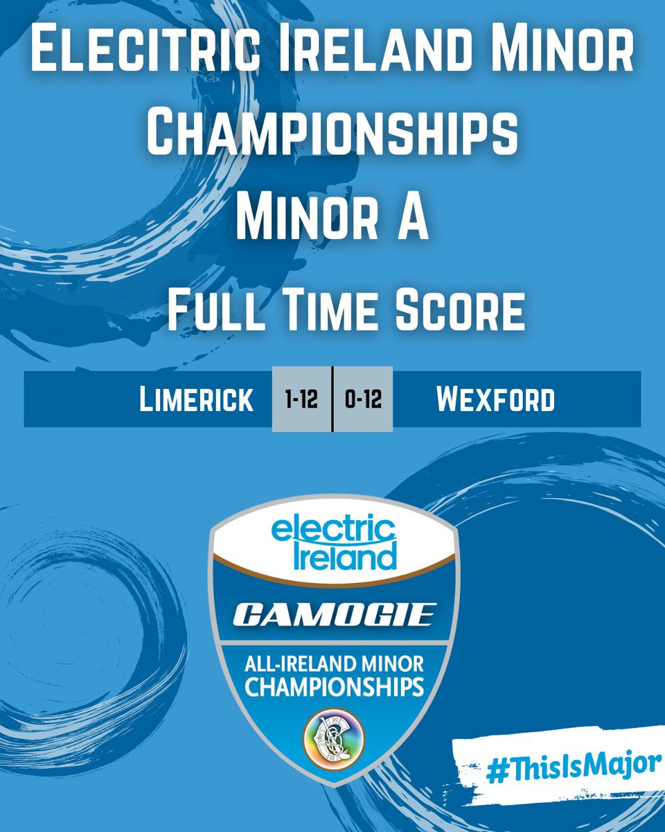 Electric Ireland Minor Championships
FULL TIME
Minor A
Limerick V Wexford