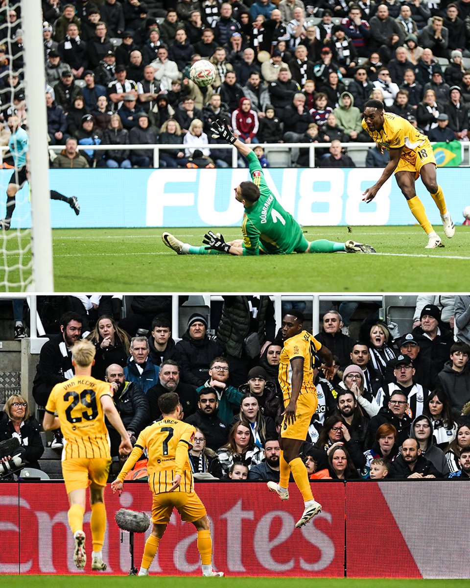 Danny Welbeck’s 114th-minute winner vs. Newcastle in extra time sends Brighton into the FA Cup quarterfinals.

CLUTCH 🥶