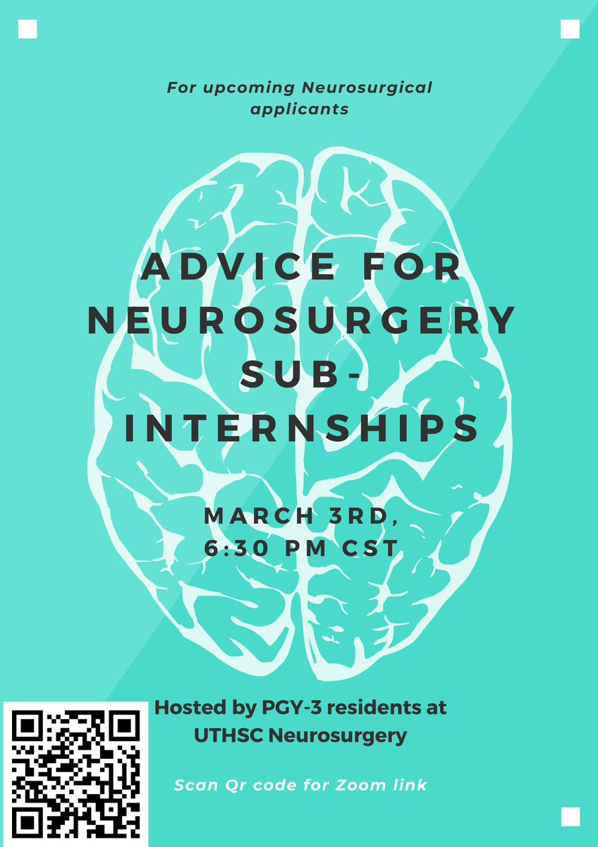 Join us tomorrow! All future neurosurgery applicants are welcome.
