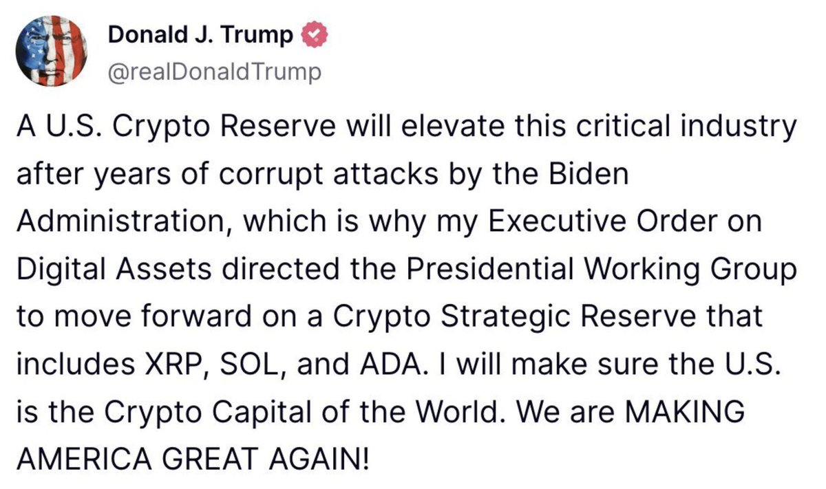 Dear Mr President (<a href="/realDonaldTrump/">Donald J. Trump</a>)

Thank you, but with all respect this list is really really bad.

 If you’re going to do made in America coins then this list should be:

$SOL, $AVAX, $LINK, $SUI, $AKT, $UNI, $RNDR, $RSC, $GEOD, $MKR and dozens more.

These projects are