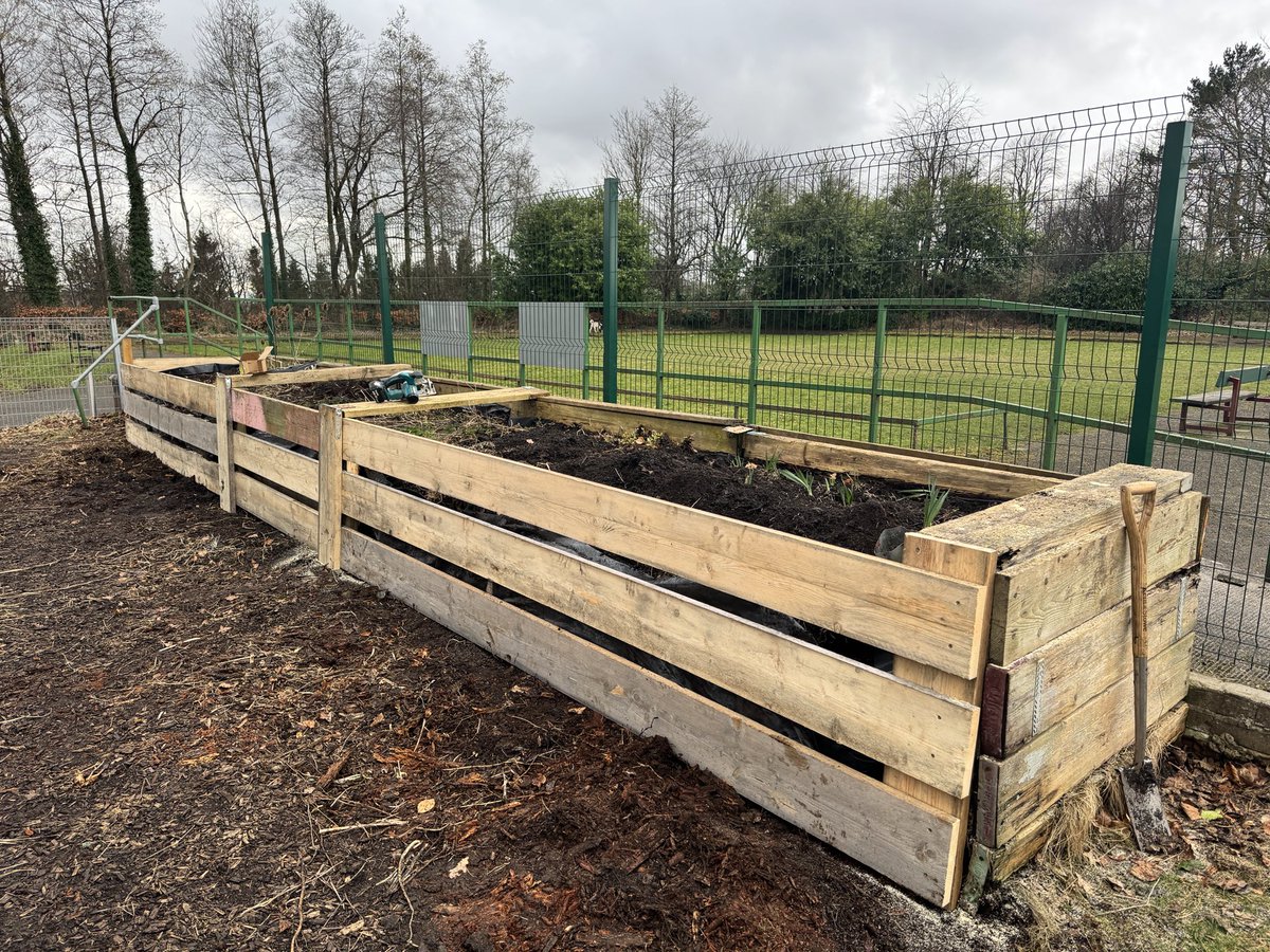 This week, the Volunteers rebuilt the big raised bed in the Community Garden, ready for spring!