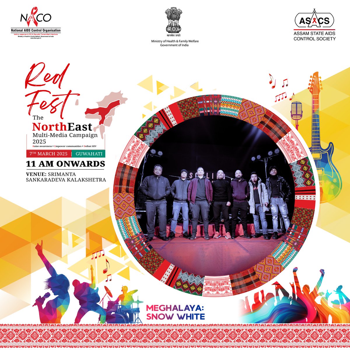 NACOINDIA's tweet photo. Get ready, Guwahati! 🙌🏻

Meghalaya’s Snow White is bringing their unique Khasi fusion rock to Red Fest 2025—raising the energy and spreading awareness. 

See you there!✨

#RedFest2025 #RedFest #IndiaFightsHIVandSTI #KnowHIV 
#HIVAwareness #HIVCampaign #HIV #AIDS #KnowFacts 
#HIVPrevention #AidsAwareness
[ HIV Awareness, HIV Prevention, HIV Treatment, HIV Test ]