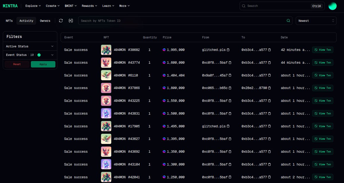 404MON making some waves on <a href="/MintraAI/">Mintra</a> 

The Stage 4 floor has been swept!