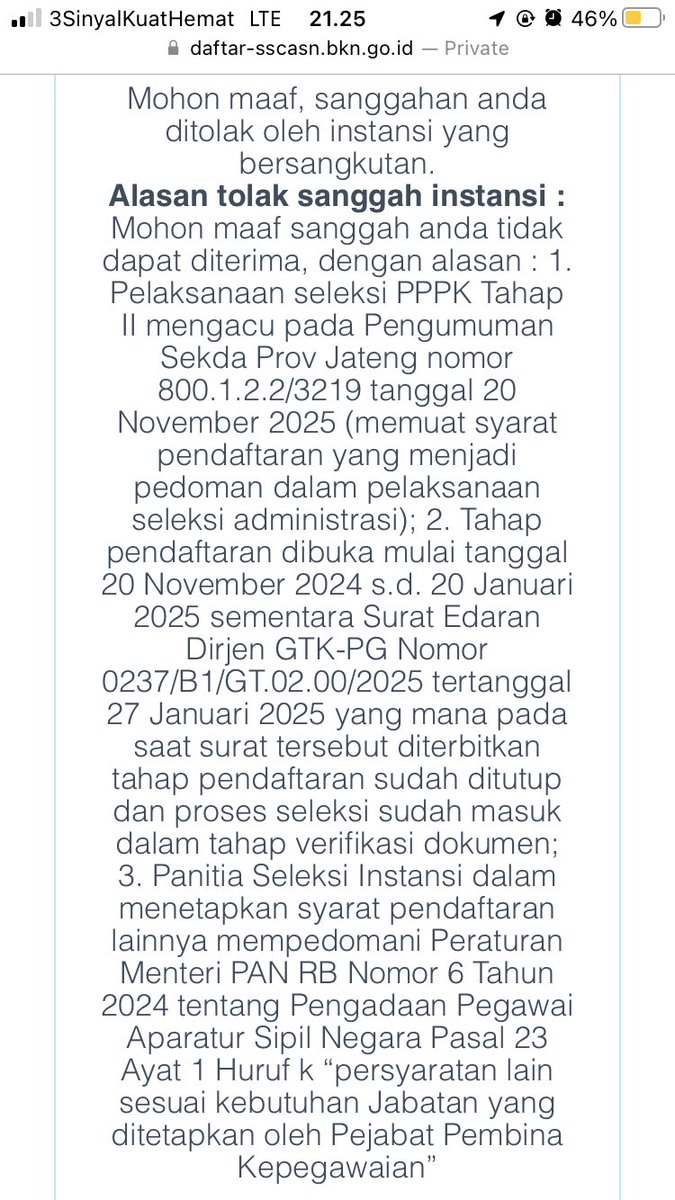 springroll_keju's tweet photo. Seleksi PPPK Jawa Tengah gimana nih, masa formasi guru pasca sanggah nggak ada yang Memenuhi Syarat, nggak jelas banget, haruse dari awal mah nggak usah buka formasi sekalian @pppkguru https://t.co/X2PgXQI9GN