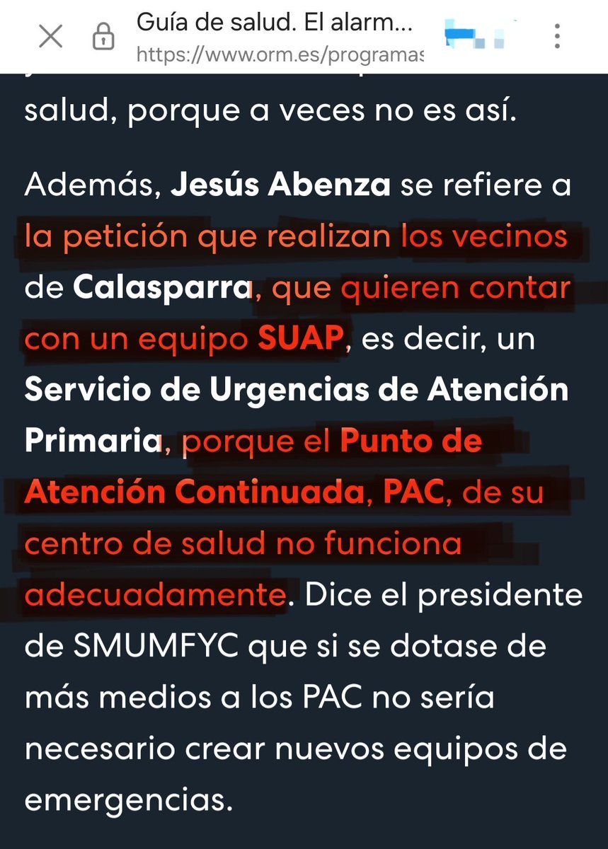 Jesús Abenza (@j_abenza) on Twitter photo Aviso a navegantes: el subrayado en rojo es lo que dicen los vecinos.
Los que conocemos el <a href="/CCalasparra/">CENTRO DE SALUD DE CALASPARRA</a> tenemos una opinión muy distinta: programas comunitarios, deshabituación tabáquica, docencia MIR, sus famosos #juevesquirúrgicos... son un reflejo de su capacidad y compromiso. Aviso a navegantes: el subrayado en rojo es lo que dicen los vecinos.
Los que conocemos el <a href="/CCalasparra/">CENTRO DE SALUD DE CALASPARRA</a> tenemos una opinión muy distinta: programas comunitarios, deshabituación tabáquica, docencia MIR, sus famosos #juevesquirúrgicos... son un reflejo de su capacidad y compromiso.