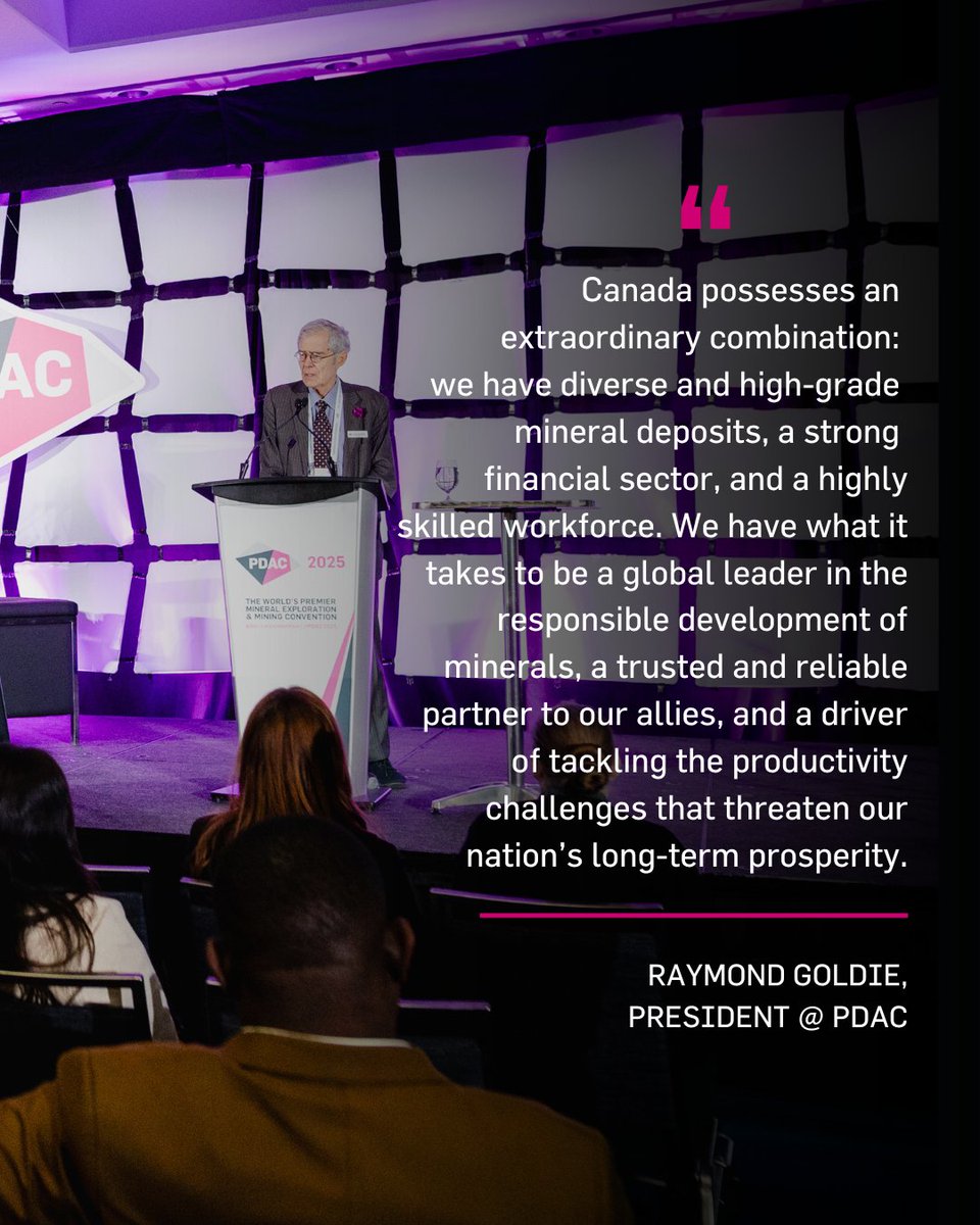 The Official PDAC (@the_pdac) on Twitter photo #PDAC2025 is officially open! 🎉
We’ve just wrapped up the Opening Ceremonies led by Raymond Goldie, President of PDAC, and Lisa McDonald, Executive Director of PDAC, as well guests @MarcSerreMP, Parliamentary Secretary to <a href="/NRCan/">Natural Resources</a>, and Stuart McCracken, <a href="/TeckResources/">Teck Resources</a>'s VP #PDAC2025 is officially open! 🎉
We’ve just wrapped up the Opening Ceremonies led by Raymond Goldie, President of PDAC, and Lisa McDonald, Executive Director of PDAC, as well guests @MarcSerreMP, Parliamentary Secretary to <a href="/NRCan/">Natural Resources</a>, and Stuart McCracken, <a href="/TeckResources/">Teck Resources</a>'s VP