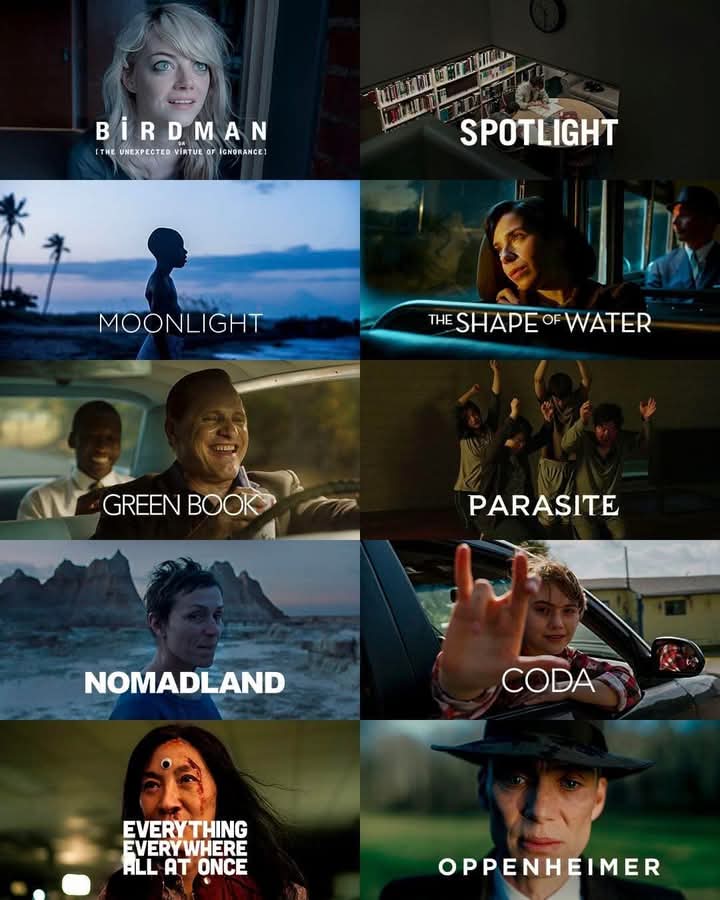 DarwinTshirt's tweet photo. The last 10 winners of the Best Picture Oscar.

Hoping it won’t be a disappointment this time. 🙏 https://t.co/48o7wepfUB