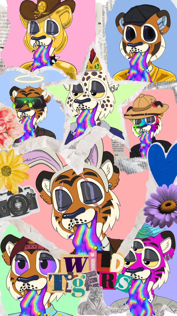 Spaghettaaay's tweet photo. Grand Risings, right here are a few @wildtigers_nft with my favorite trait… Rainbow Mouth! As they say, “Eloquence belongs to the conqueror!” Join the Roarvolution! https://t.co/v36Q6lJt7n #WeAREWildTigers #FavoriteTrait https://t.co/jAoA5WNlQG