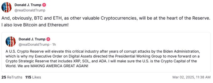 BS_Trading_DE's tweet photo. Habe mich schon gewundert, dass $BTC nicht erwähnt wurde. Hat er jetzt nachgeholt und auch $ETH gleich mit aufgenommen! Läuft... 💪🚀 https://t.co/wm0TRfDVMv