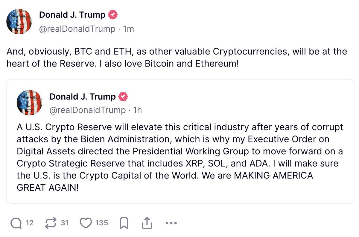 brunomoon112's tweet photo. Thank you mister president of the USA, i almost gave up on #altseason it was about time 🚀 https://t.co/a9kaiZRySC