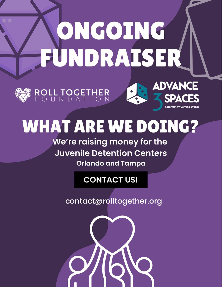 We’re working with @advance3spaces to raise money for our local juvenile detention centers to support rehabilitation practices!

Please consider going to rolltogether.org and sign up for our fundraising events such as our miniature painting classes or one shot events!