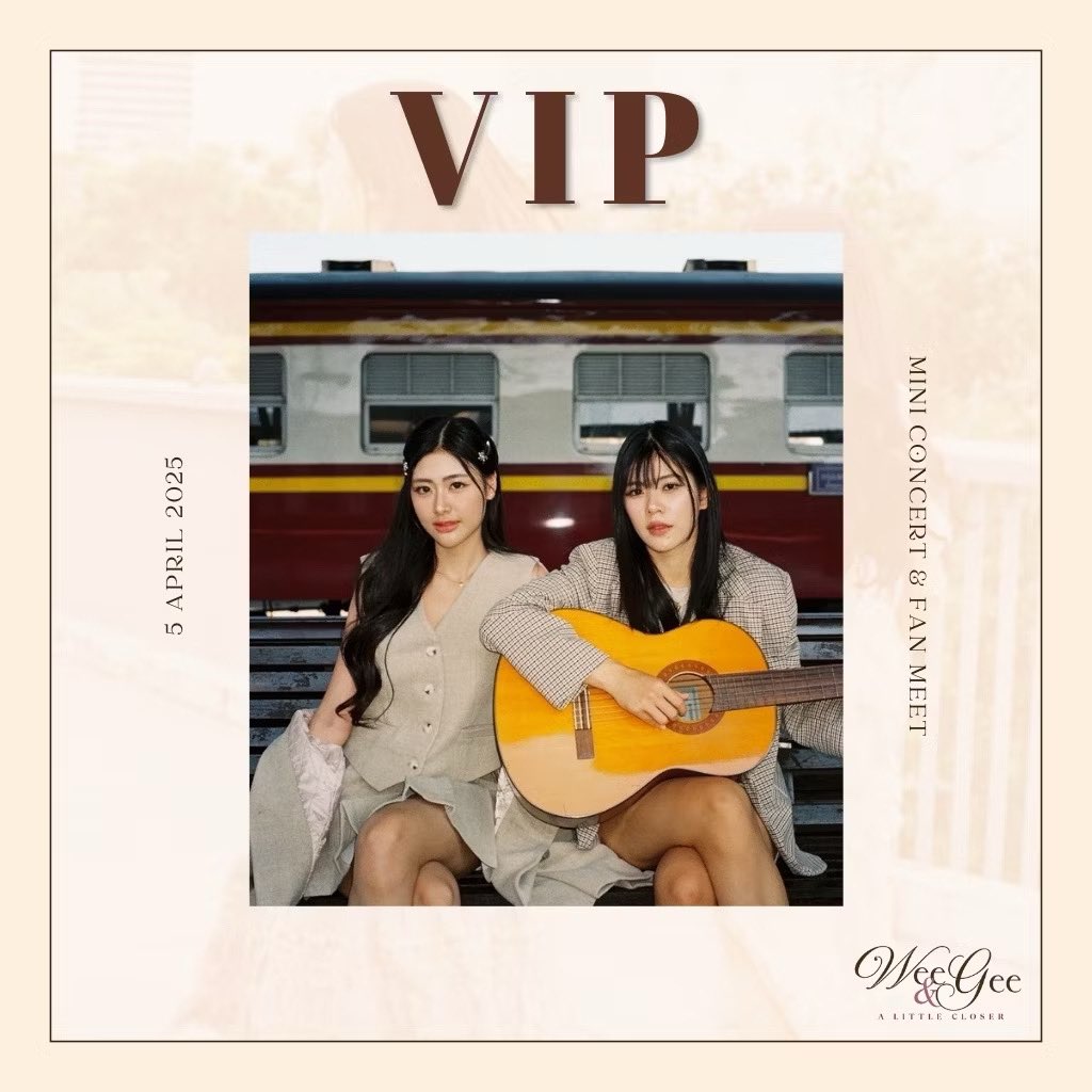 WEEweerayaFC's tweet photo. Wee & Gee A Little Closer
พบกับ Mini Concert & Fan meet
คู่ครั้งแรกในปี 2025 ของวีและจีจี้
กับบรรยากาศสุด Exclusive จำกัดแค่ 200 ที่นั่งเท่านั้น
— #weewrya 🌝🌷#gygeenutkul
#bejolly
.
📅 วันที่ 5 เมษายน 2025
⏰ เวลา 13.00 - 16.00 น.
📍 จัดขึ้นที่ Rush hour Ratchayothin
.
ราคาบัตร
🤎 VIP : 4,500.- (40 ที่นั่ง)
💛 GA 1 : 2,900.- (80 ที่นั่ง)
🩷 GA 2 : 1,900.- (80 ที่นั่ง)
.
สั่งซื้อบัตรได้ตั้งแต่วันที่ 3/3/2025 - 04/04/25, 18.00
🧡 ช่องทาง Shopee : bejolly_official เท่านั้น
🧡 หรือคลิก : https://t.co/6IjdQDUfia
.
รับฟรีทุกที่นั่ง
🎉 Plastic Ticket (ใช้สำหรับเข้างาน)
🎉 2 Photo Card
🎉 be’ Jolly
.
สอบถามรายละเอียดเพิ่มเติมที่
📲 Line OA : @bejollyofficial
💌 ติดต่องานน้องวี วีรยาได้ที่;
🔗https://t.co/Bdo9BpqR37
𝐅𝐨𝐥𝐥𝐨𝐰 𝐖𝐄𝐄: https://t.co/SX56L91zPq
X : @whoRwee_