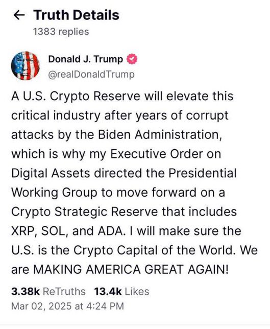 marcfriedrich's tweet image. BREAKING: 
Die strategische Bitcoin Krypto Reserve in den USA kommt!

Bitcoin! 

+ 
XRP
Solana 
Cardano 
Ethereum

Why? 

Bitcoin steigt 10% auf 92k USD