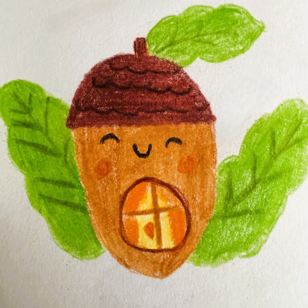 Good morning lovely art friends

Deep in the heart of the forest, tucked beneath golden leaves, sits the coziest little acorn house. With a tiny door, a chimney puffing out warmth, and a world of woodland magic inside, this colored pencil drawing is straight out of a fairytale.